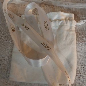 Dior dust bag and ribbon, small, empty , white